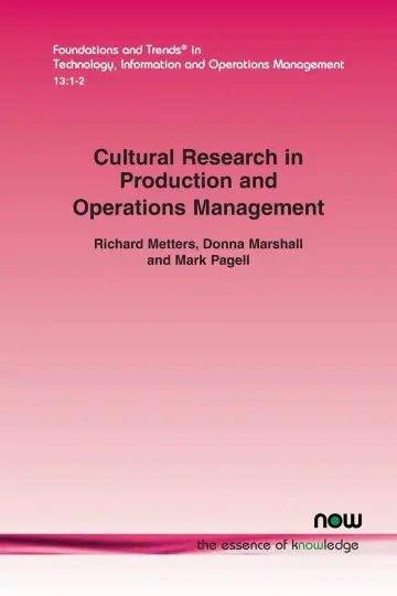 Cover of Cultural Research in the Production and Operations Management Field