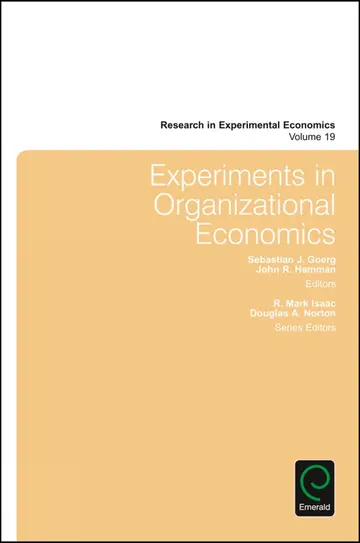 Cover of Experiments in Organizational Economics