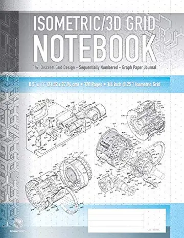 Cover of Isometric / 3D Grid Notebook - 1/4" Discreet Grid Design - Sequentially Numbered - Graph Paper Journal