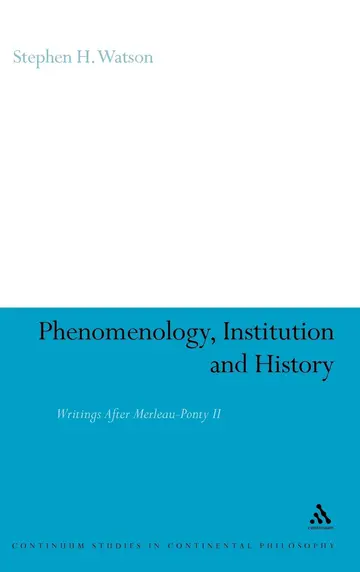 Cover of Phenomenology, Institution and History