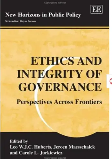 Cover of Ethics and the Integrity of Governance