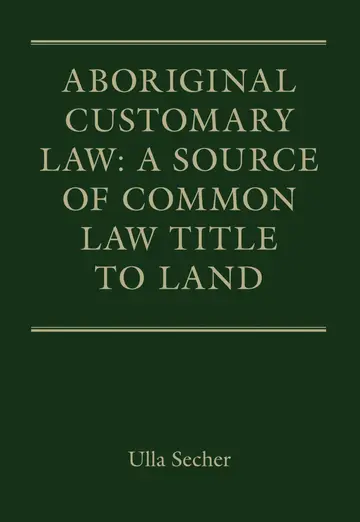 Cover of Aboriginal Customary Law