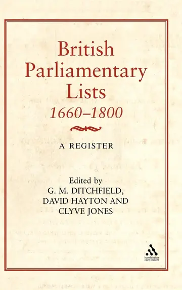 Cover of British Parliamentary Lists, (1660-1800)