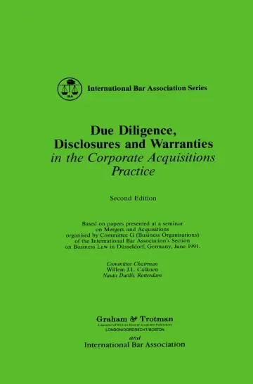 Cover of Due Diligence, Disclosures and Warranties in the Corporate Acquisitions Practice