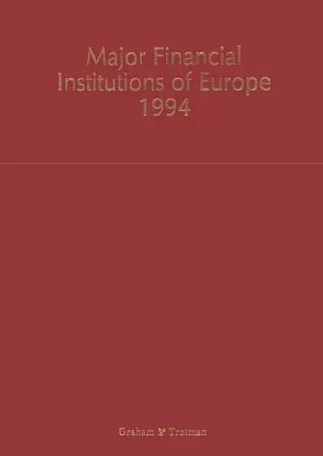 Cover of Major Financial Institutions of Europe 1994