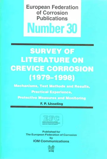 Cover of Survey of Literature on Crevice Corrosion (1979-1998) (EFC 30)