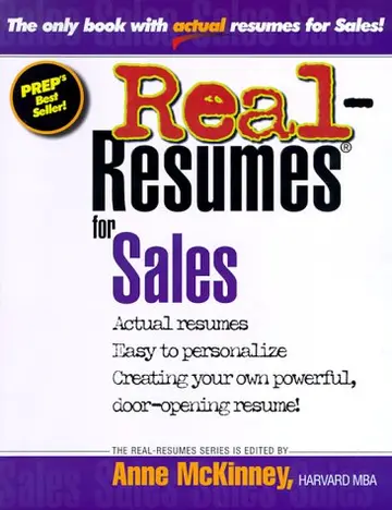 Cover of Real-Resumes for Sales