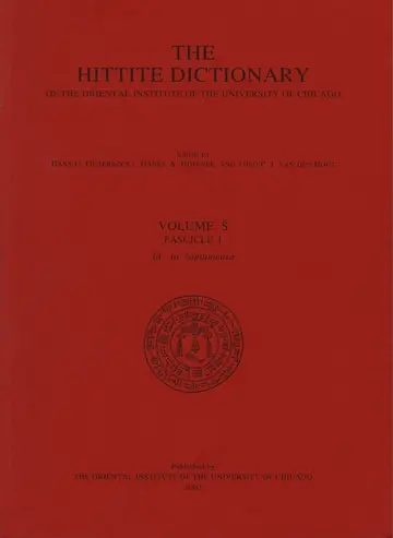 Cover of The Hittite Dictionary of the Oriental Institute of the University of Chicago