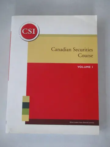 Cover of Canadian Securities Course Volume 1