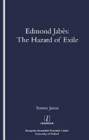 Cover of Edmond Jabes and the Hazard of Exile