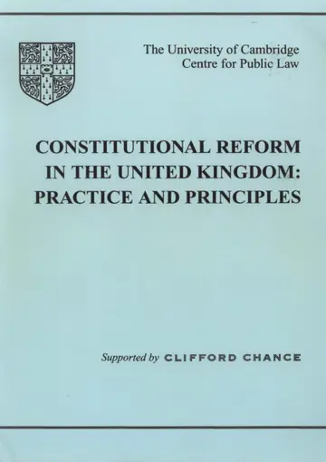 Cover of Constitutional Reform in the United Kingdom