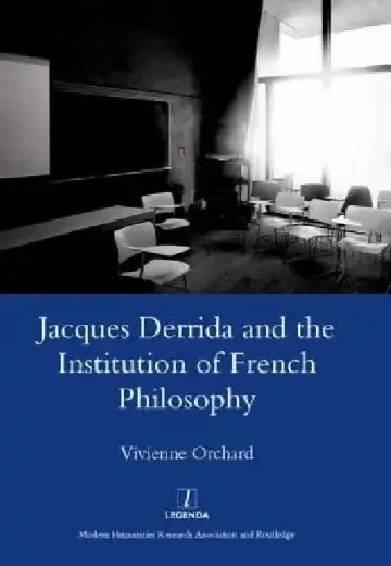 Cover of Jacques Derrida and the Institution of French Philosophy