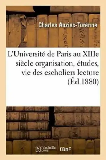 Cover of L'Université de Paris Au Xiiie Siècle
