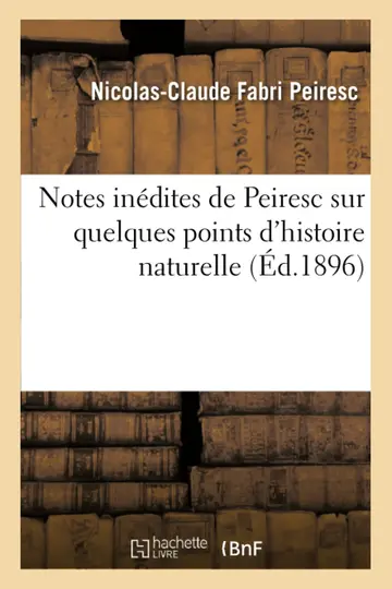 Cover of Notes Indites de Peiresc Sur Quelques Points d'Histoire Naturelle