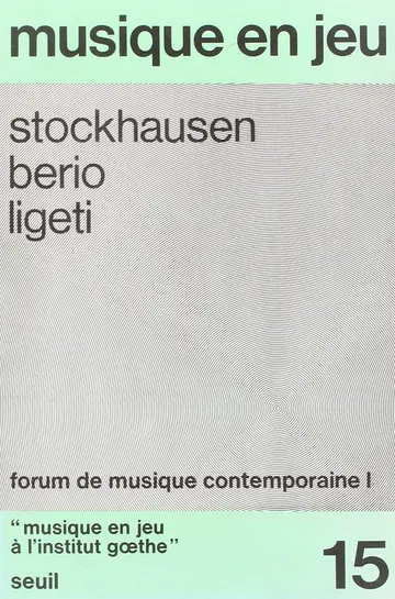 Cover of Musique en jeu, n 15. forum de musique contemporaine (1)