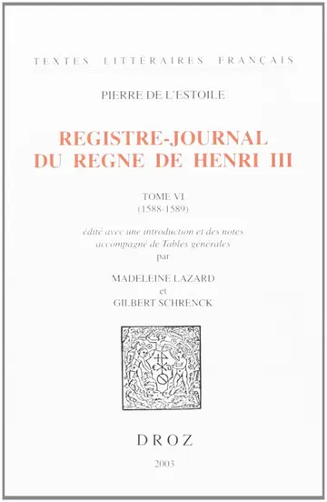Cover of Registre-journal du règne de henri III