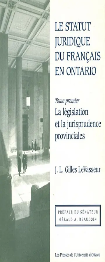 Cover of Le Statut Juridique Du Français En Ontario