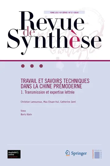 Cover of Travail Et Savoirs Techniques Dans La Chine Premoderne