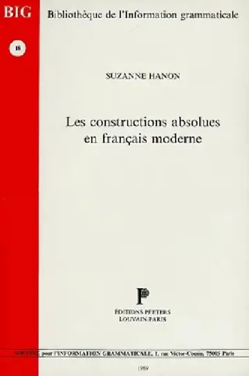 Cover of Les Constructions Absolues En Francais Moderne