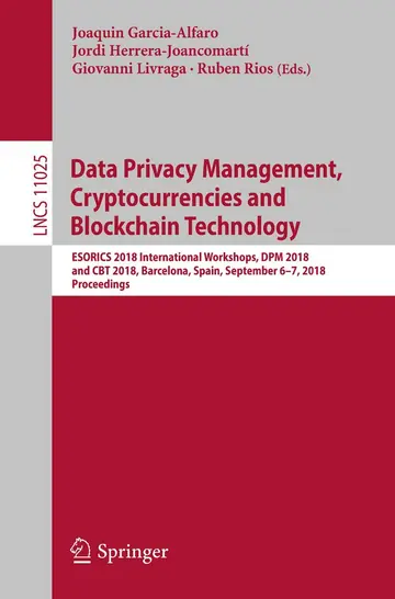 Cover of Data Privacy Management, Cryptocurrencies and Blockchain Technology