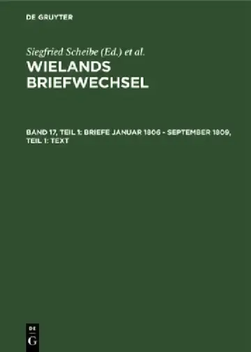 Cover of Briefe Januar 1806 - September 1809, Teil 1
