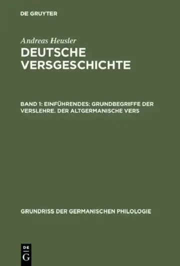 Cover of Deutsche Versgeschichte, Band 1, Einführendes