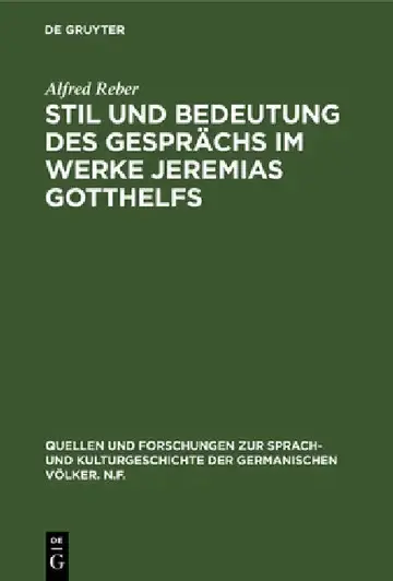 Cover of Stil und Bedeutung des Gesprächs im Werke Jeremias Gotthelfs