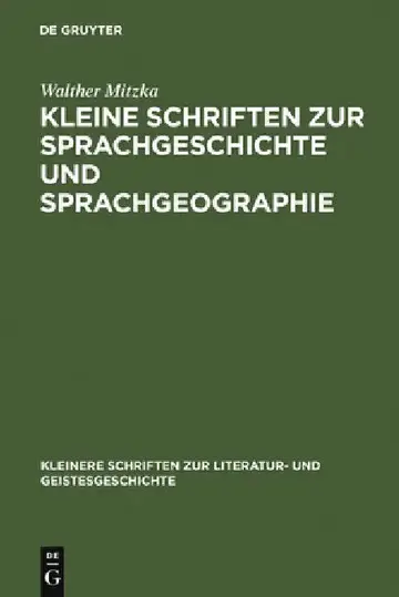 Cover of Kleine Schriften Zur Sprachgeschichte Und Sprachgeographie