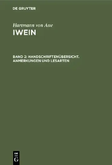 Cover of Handschriftenübersicht. Anmerkungen und Lesarten