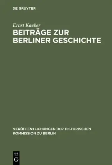 Cover of Beiträge Zur Berliner Geschichte