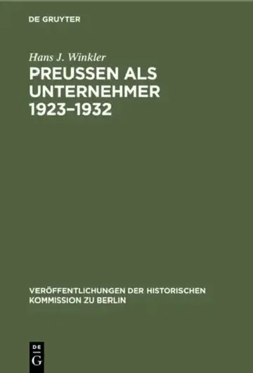Cover of Preußen als Unternehmer 1923-1932