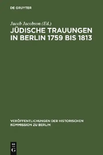Cover of Jüdische Trauungen in Berlin 1759 bis 1813