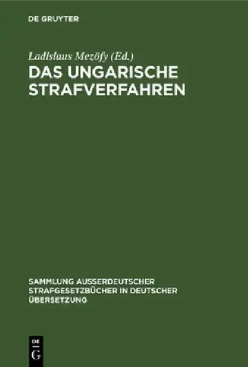 Cover of Das Ungarische Strafverfahren