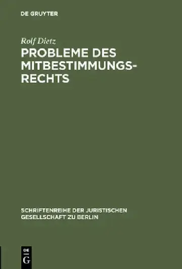Cover of Probleme des Mitbestimmungsrechts