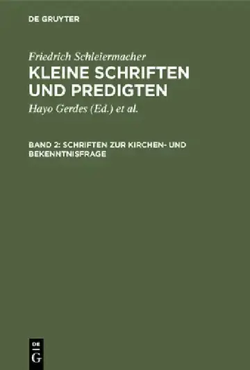 Cover of Schriften Zur Kirchen- Und Bekenntnisfrage