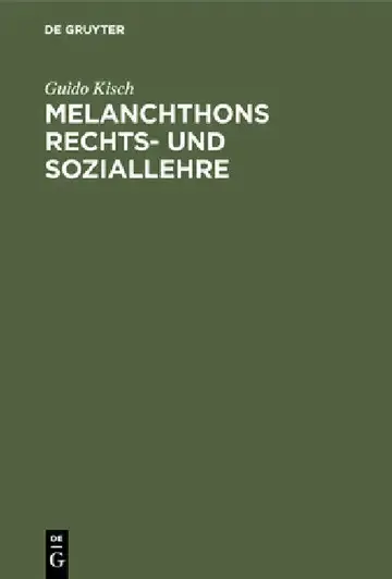 Cover of Melanchthons Rechts- und Soziallehre