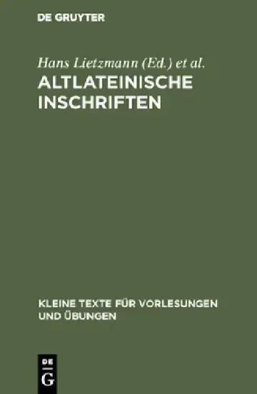 Cover of Altlateinische Inschriften