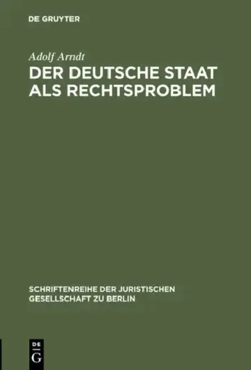 Cover of Der deutsche Staat als Rechtsproblem
