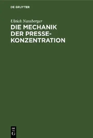 Cover of Die Mechanik der Pressekonzentration