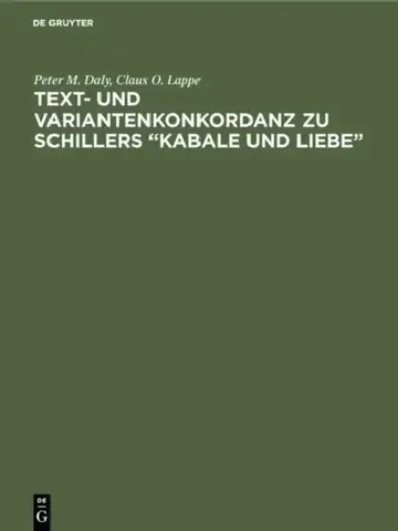 Cover of Text- Und Variantenkonkordanz Zu Schillers "Kabale Und Liebe"