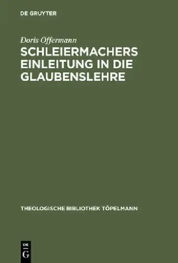 Cover of Schleiermachers Einleitung in Die Glaubenslehre