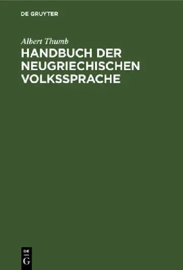 Cover of Handbuch der neugriechischen Volkssprache