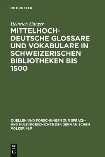 Cover of Mittelhochdeutsche Glossare und Vokabulare in schweizerischen Bibliotheken bis 1500
