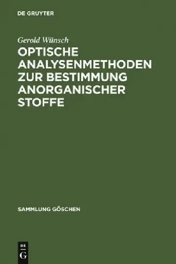 Cover of Optische Analysenmethoden zur Bestimmung anorganischer Stoffe