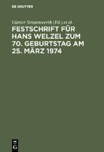 Cover of Festschrift Für Hans Welzel Zum 70. Geburtstag Am 25. März 1974