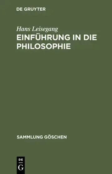 Cover of Einfuhrung in Die Philosophie