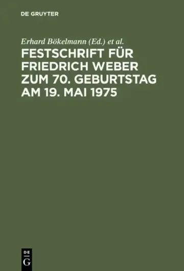 Cover of Festschrift Für Friedrich Weber Zum 70. Geburtstag Am 19. Mai 1975