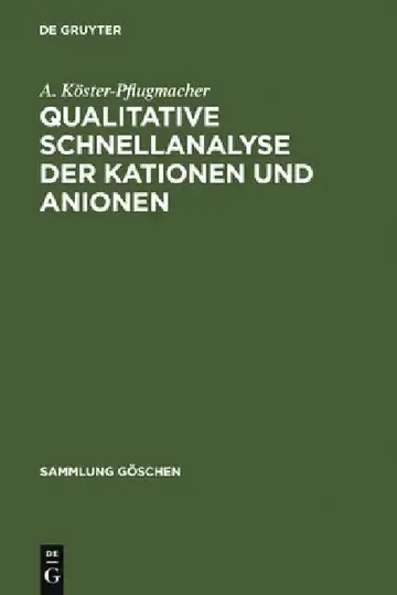 Cover of Qualitative Schnellanalyse der Kationen und Anionen