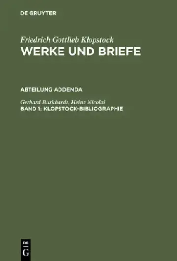 Cover of Klopstock, Friedrich Gottlieb