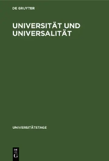 Cover of Universität und Universalität